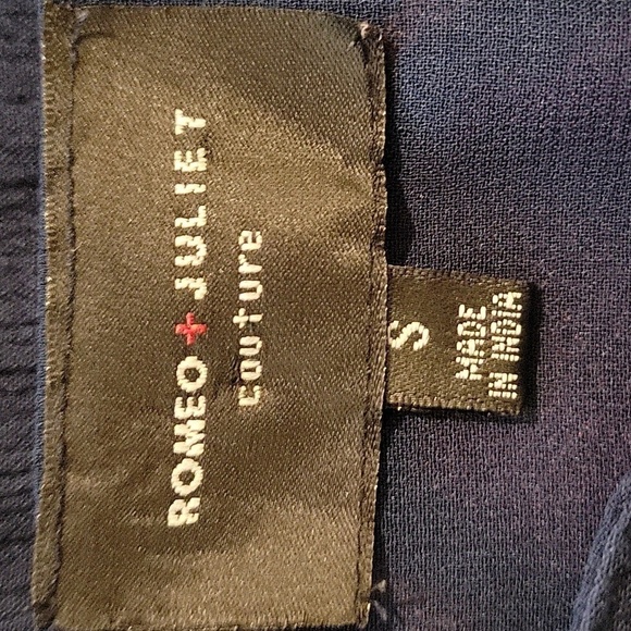 ROMEO & JULIET COUTURE small navy blue embroidered mini dress - Picture 3 of 5